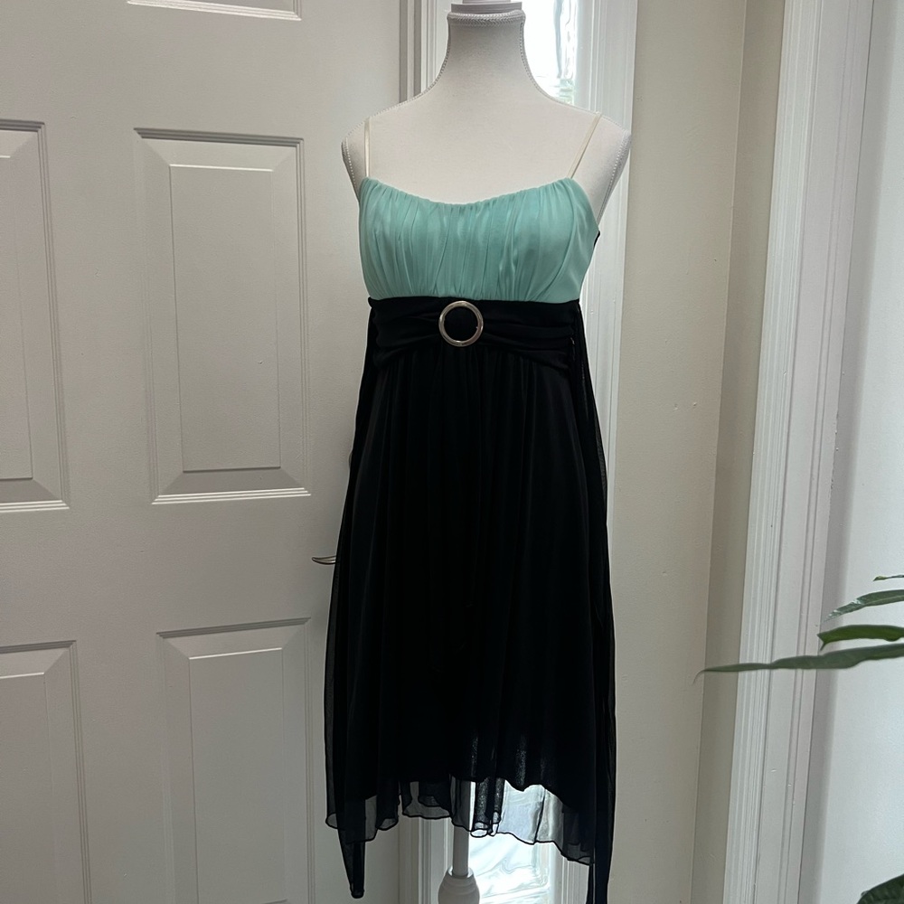 Ruby Rox Aqua & Black Chiffon Dress With Converti… - image 6